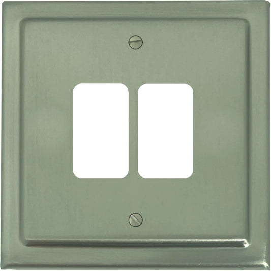 Victorian Satin Nickel 2 Gang Grid Plate