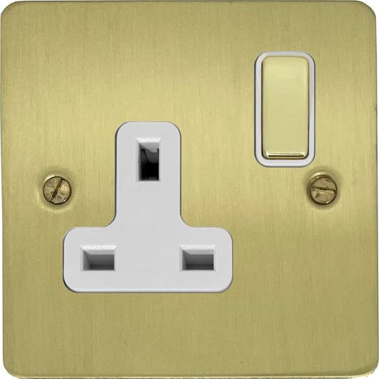 Flat Satin Brass 1 Gang Socket