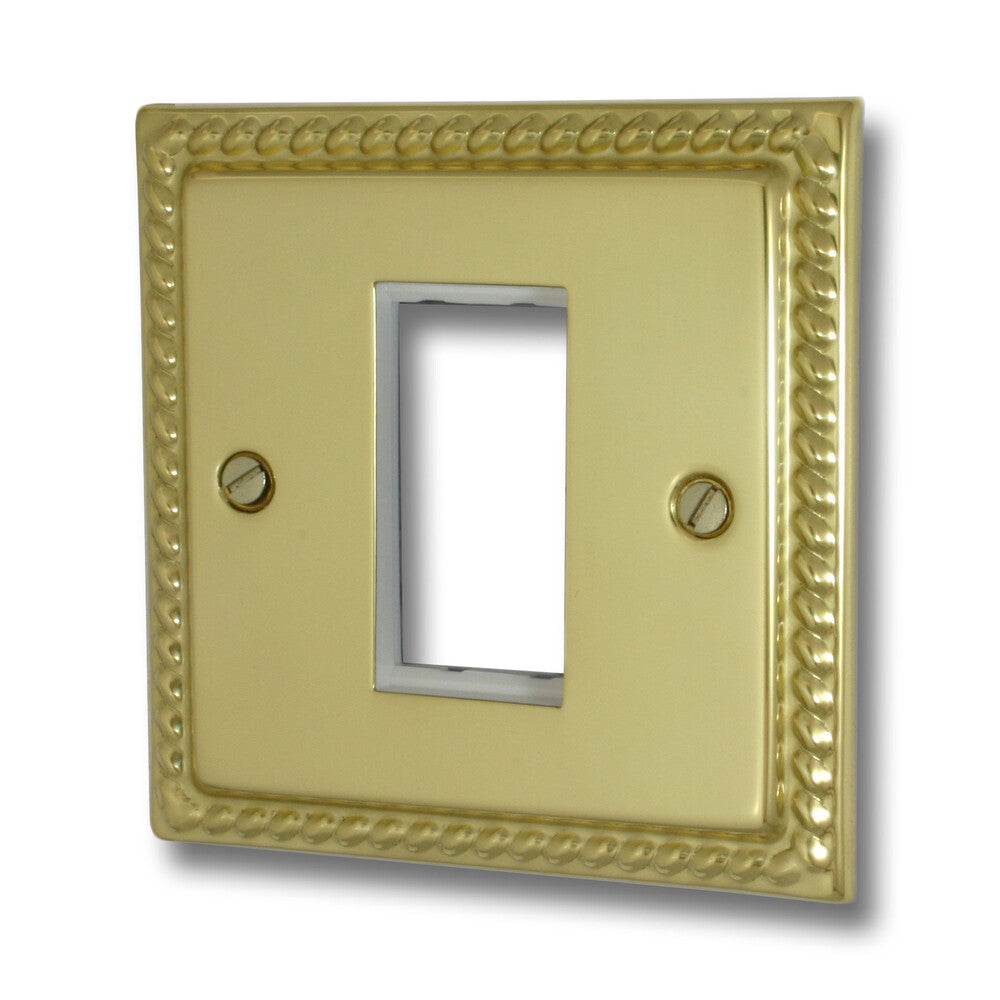 Georgian Polished Brass 1 Gang 1 Mod Plate& Frame