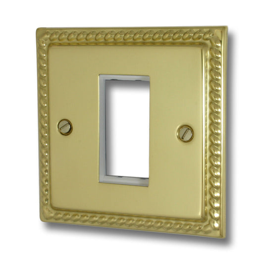 Georgian Polished Brass 1 Gang 1 Mod Plate& Frame
