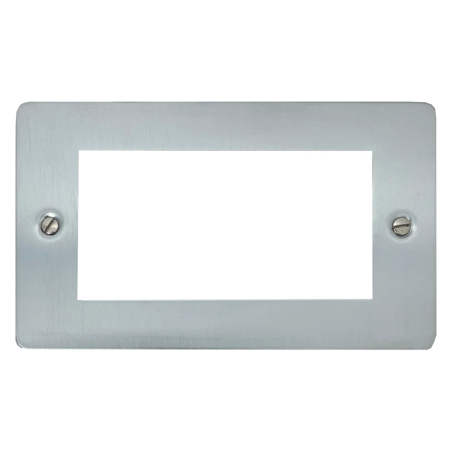 Flat Satin Chrome 2 Gang 4 Mod Euro