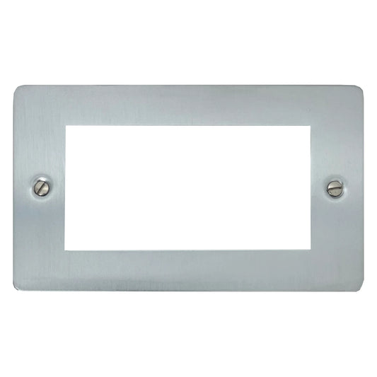 Flat Satin Chrome 2 Gang 4 Mod Euro