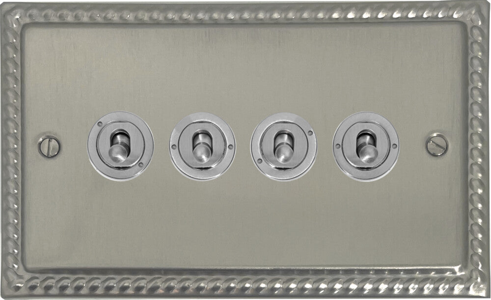Georgian Satin Nickel 4 Gang Toggle (Brushed Steel Toggle)