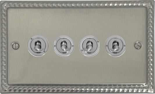 Georgian Satin Nickel 4 Gang Toggle (Brushed Steel Toggle)