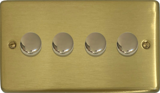 Contour Satin Brass 4 Gang Dimmer LED