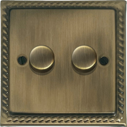 Georgian Light Antique Brass 2 Gang LED Dimmer