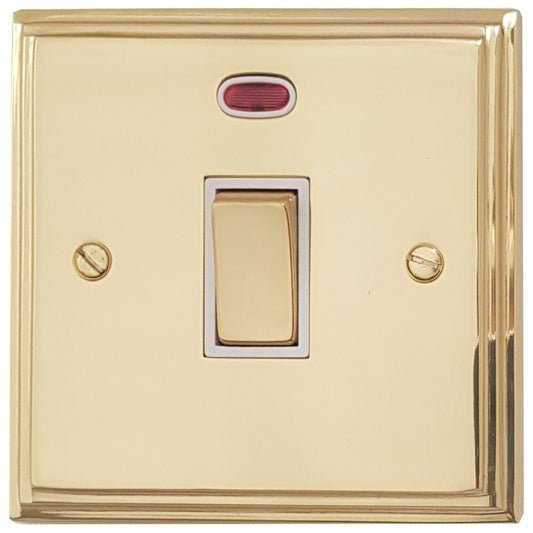 Victorian Polished Brass 20 Amp Dp Switch & Neon