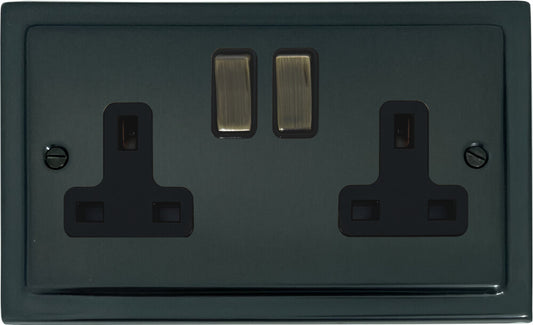 Victorian  Black Bronze 2 Gang Socket