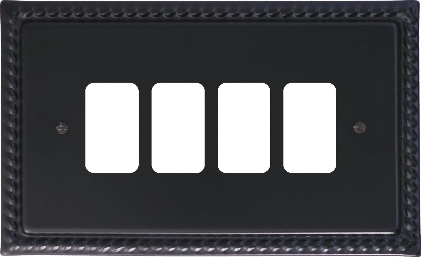 Georgian Flat Black 4 Gang Grid Plate