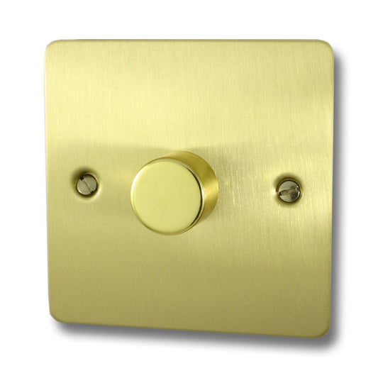 Flat Satin Brass 1 Gang LED Dimmer