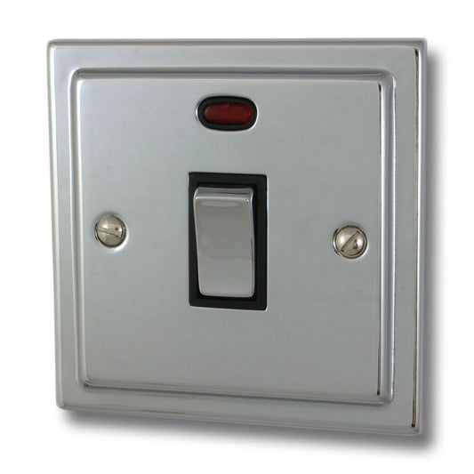 Victorian Polished Chrome 20A Dp Switch + Neon
