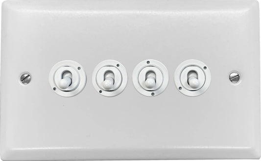 Spectrum Flat White 4 Gang Toggle (White Toggle)