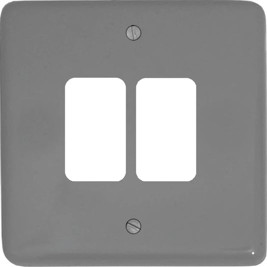 Contour Light Grey 2 Gang Grid Plate