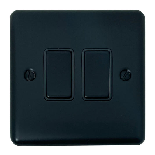 Basics Matt Black 2 Gang Light Switch