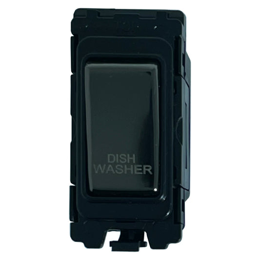 20A DP Switch - Engraved - Dishwasher - Black Nickel Switch