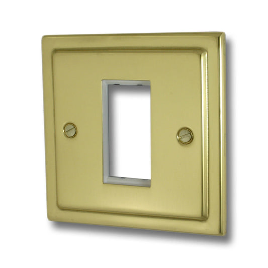 Victorian Polished Brass 1 Gang 1 Mod Plate & Frame