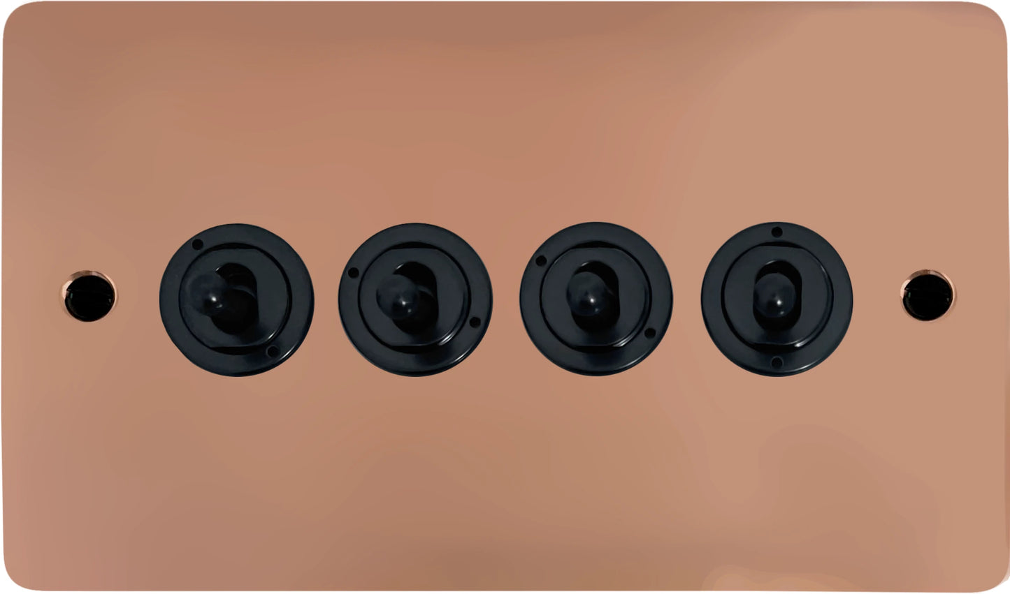 Flat Bright Copper 4 Gang Toggle (Flat Black Toggle)