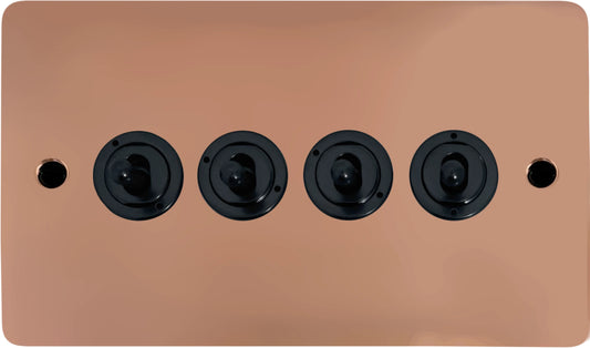 Flat Bright Copper 4 Gang Toggle (Flat Black Toggle)