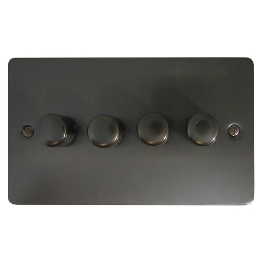 Flat Black Bronze 4 Gang LED Dimmer ( Black Dimmer) - Flat range electrical dimmer
