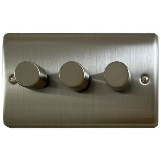 Basics Brushed Steel 3 Gang LED Dimmer