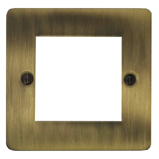 Flat Light Antique Brass 1 Gang 2 Mod Plate & Frame