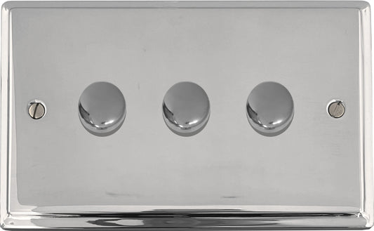 Deco Polished Chrome 3 Gang 120W LED Dimmer