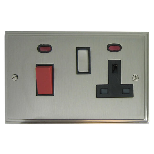 Victorian Satin Nickel Cooker Socket (Black Insert)