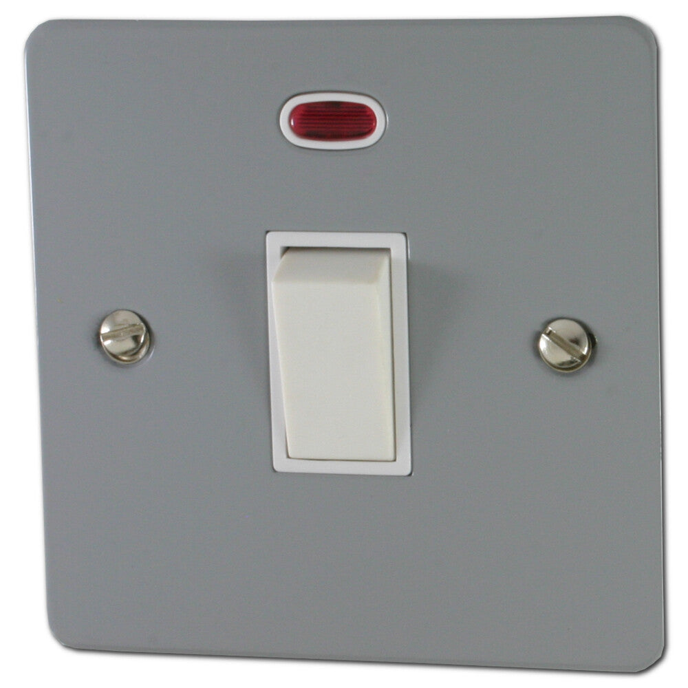 Flat Light Grey 20A Dp Switch + Neon