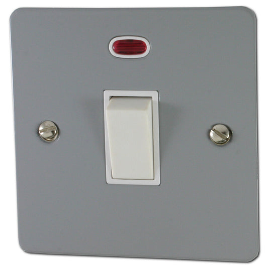 Flat Light Grey 20A Dp Switch + Neon