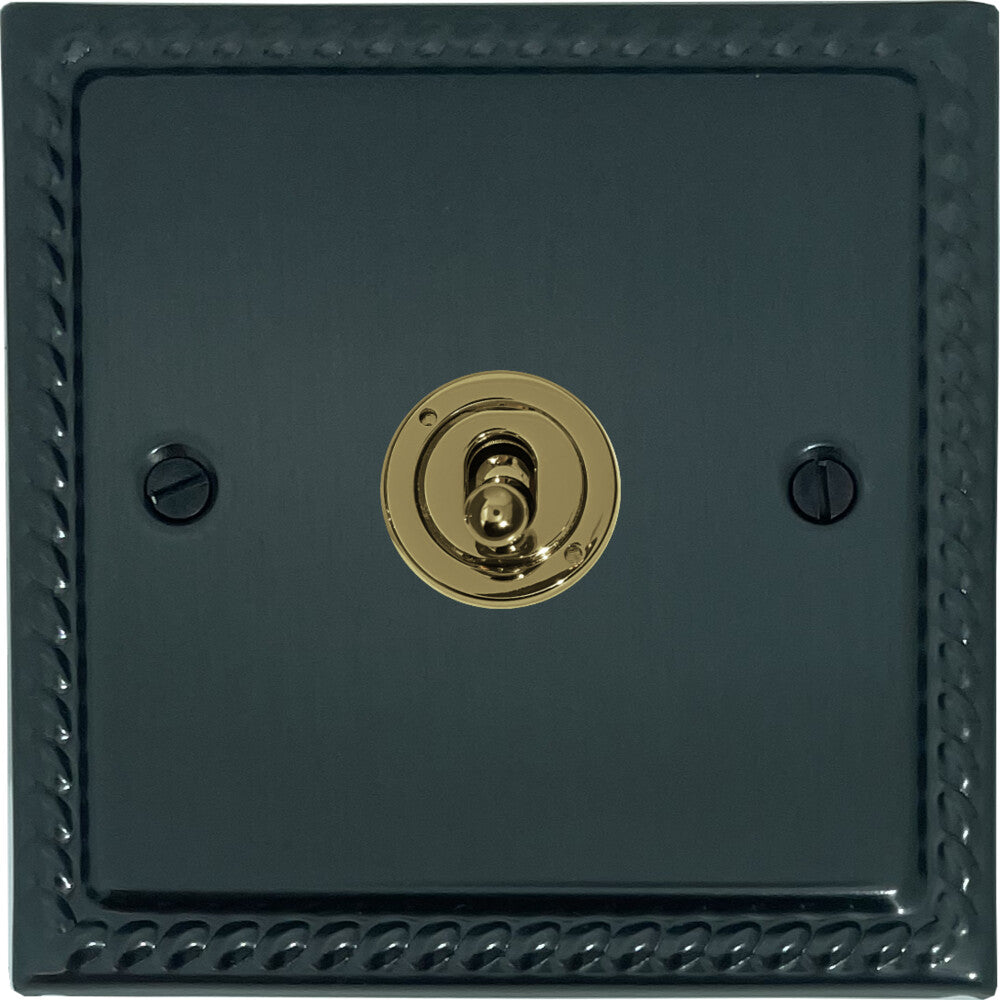 Georgian Black Bronze Intermediate Toggle Switch (Polished Brass Toggle)