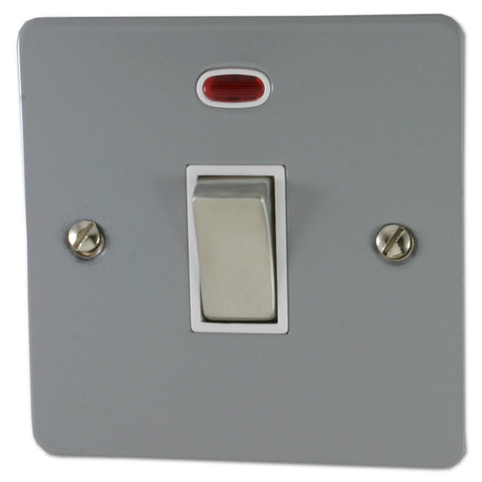 Flat Light Grey 20A Dp Switch + Neon