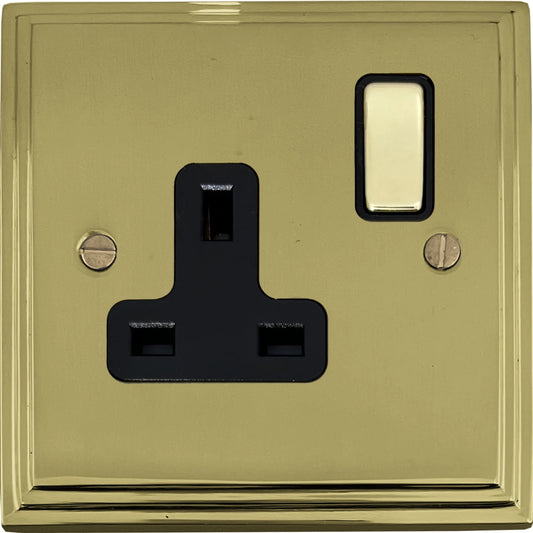 Victorian Polished Brass 1 Gang 13 Amp Swt. Socket