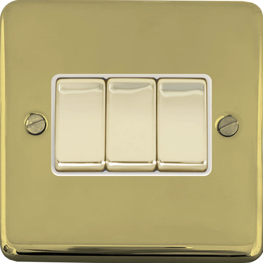 Contour Polished Brass 3 Gang 2 Way Switch