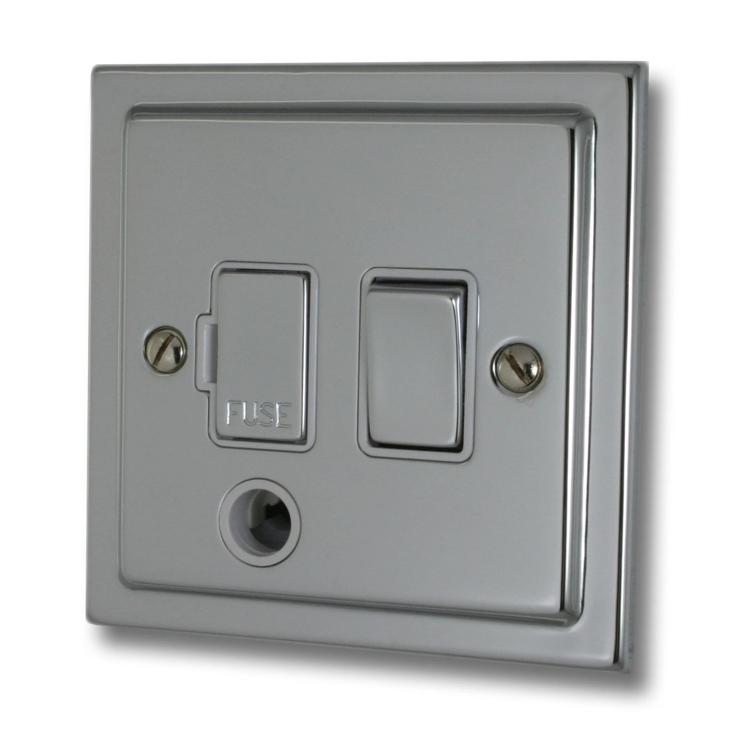 Trimline Polished Chrome Switch Fused Spur + Flex Outlet