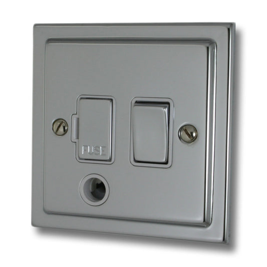 Trimline Polished Chrome Switch Fused Spur + Flex Outlet