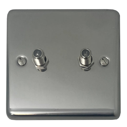 Contour Polished Steel 2 Gang Satellite Point