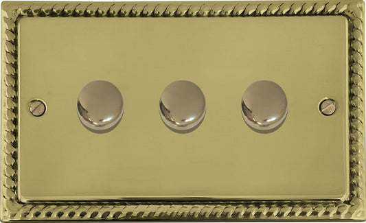 Georgian Polished Brass 3 Gang LED Dimmer