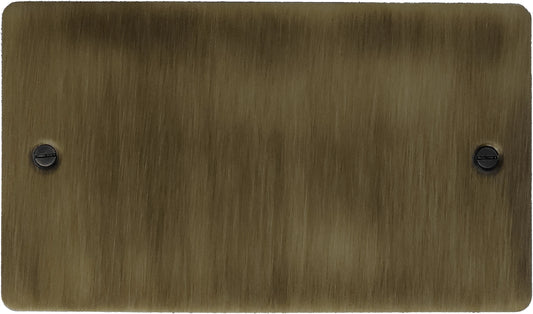 Flat Antique Brass 2 Gang Blank