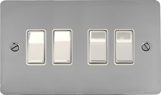 Flat Polished Chrome 4 Gang 2 Way Switch