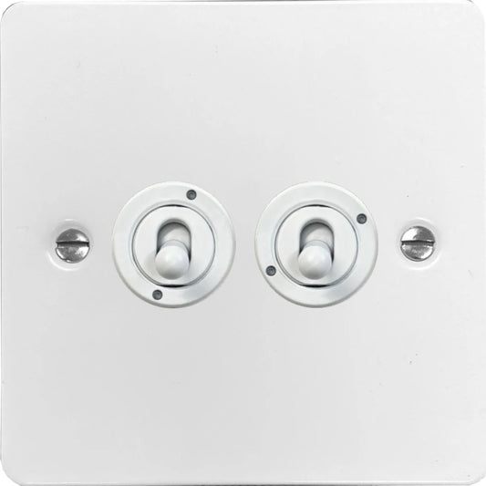 Flat White 2 Gang Toggle (White Toggle)