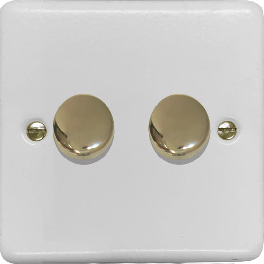 Contour Flat White 2 Gang Dimmer LED