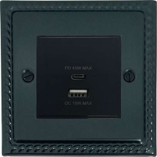 Georgian Black Bronze 45W Quick Charge USB Module