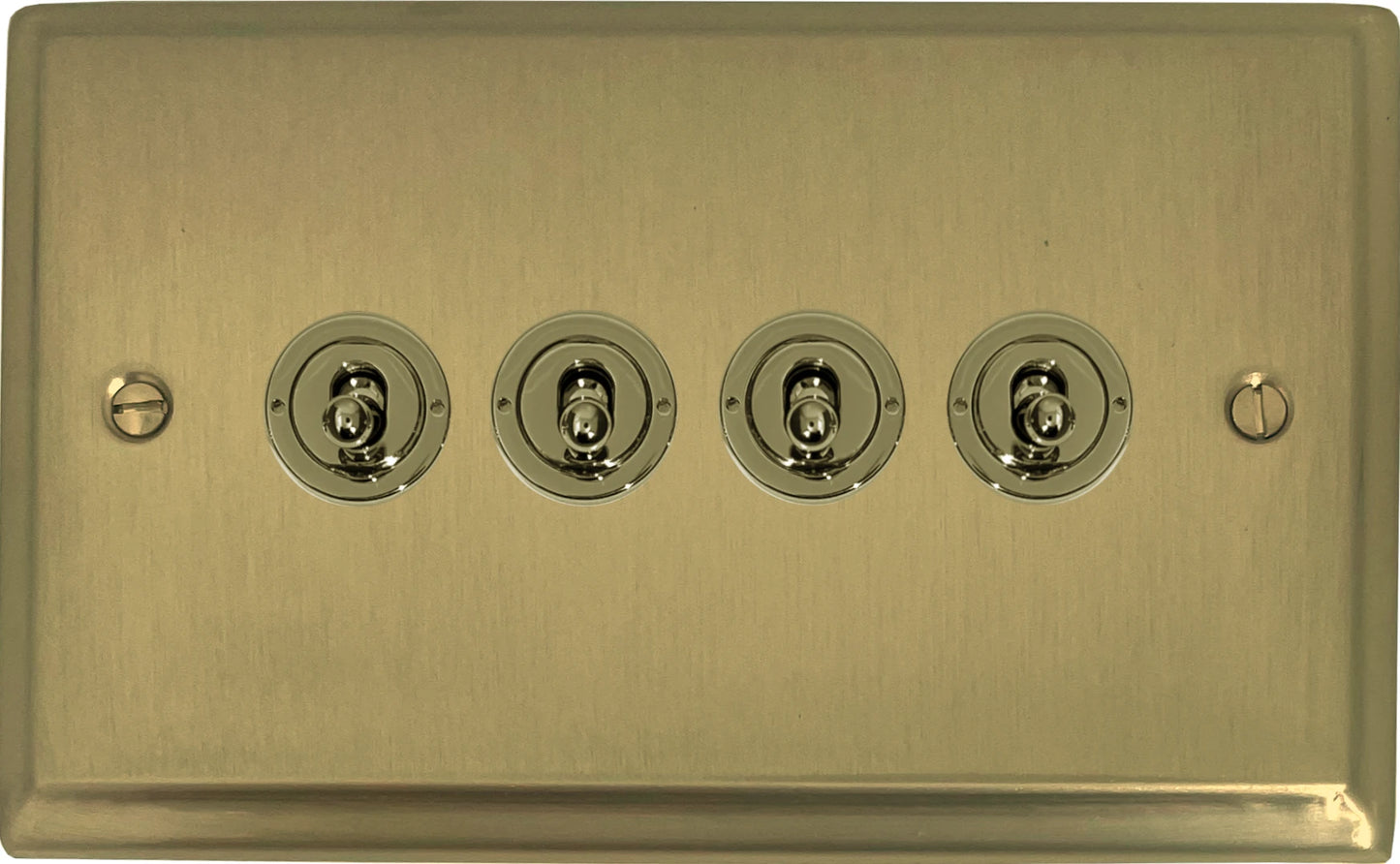 Deco Satin Brass 4 Gang Toggle (Polished Brass Toggle)
