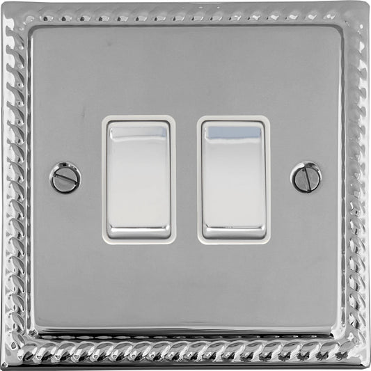 Georgian Polished Chrome 2 Gang Switch