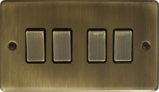 Contour Antique Brass 4 Gang Switch (Brass Switches)