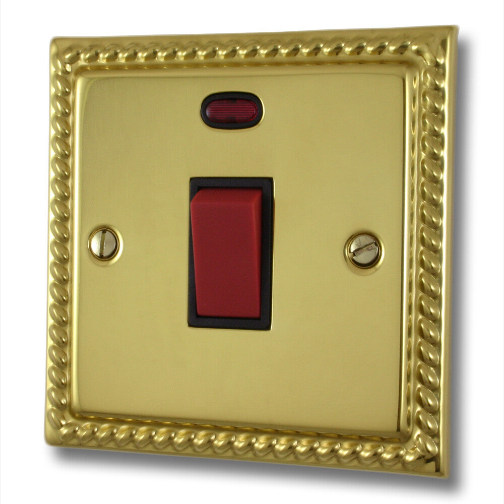 Georgian Polished Brass  45 Amp Dp Switch & Neon