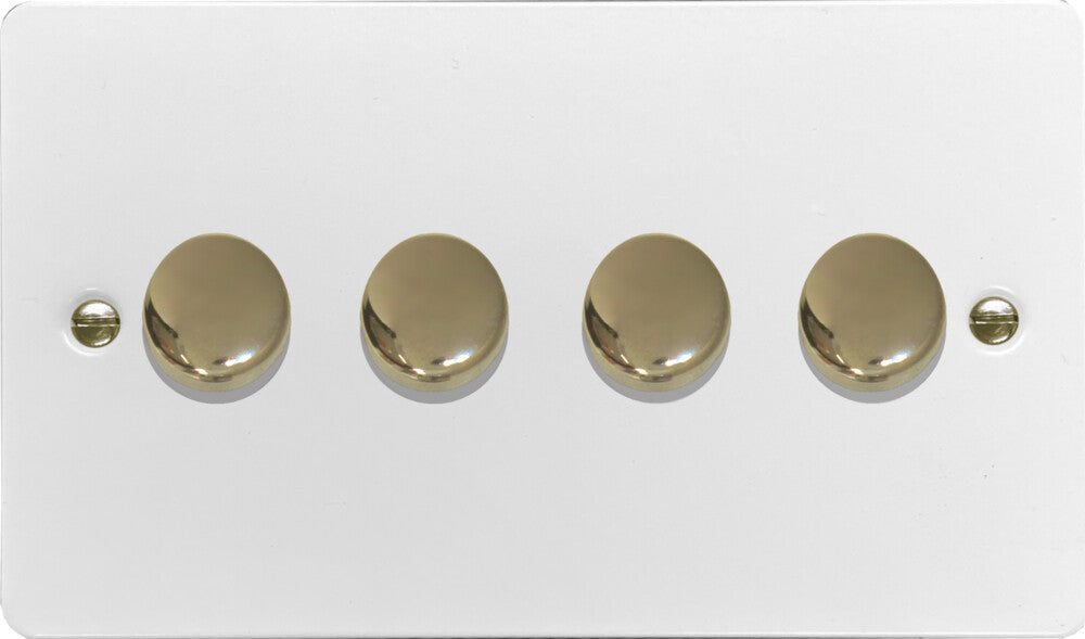 Flat White 4 Gang 120W LED Dimmer