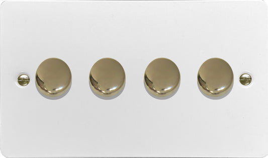Flat White 4 Gang 120W LED Dimmer