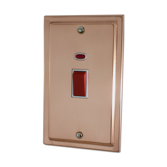 Victorian Polished Copper 45 Amp Dp Switch & Neon L/Plate