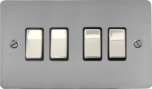 Flat Polished Chrome 4 Gang 2 Way Switch